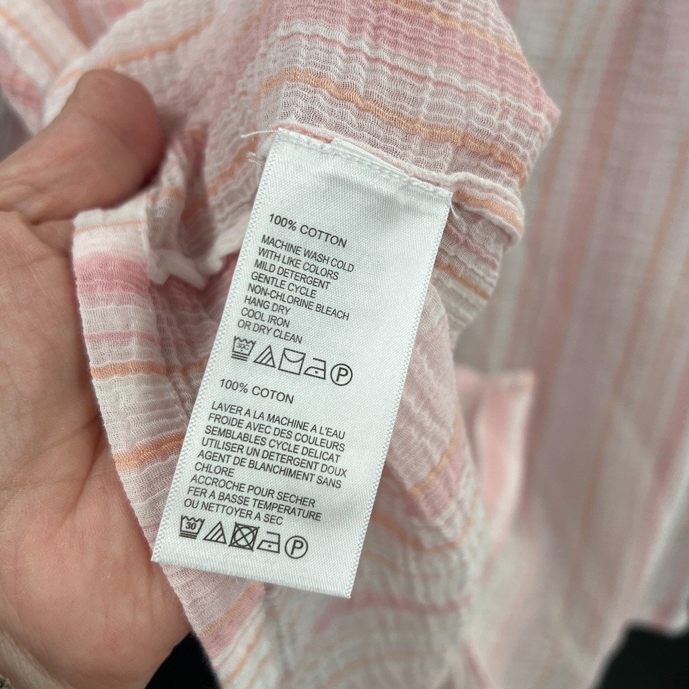 Tommy Bahama lightweight cotton gauze striped button front shirt relaxed top L - Picture 5 of 8